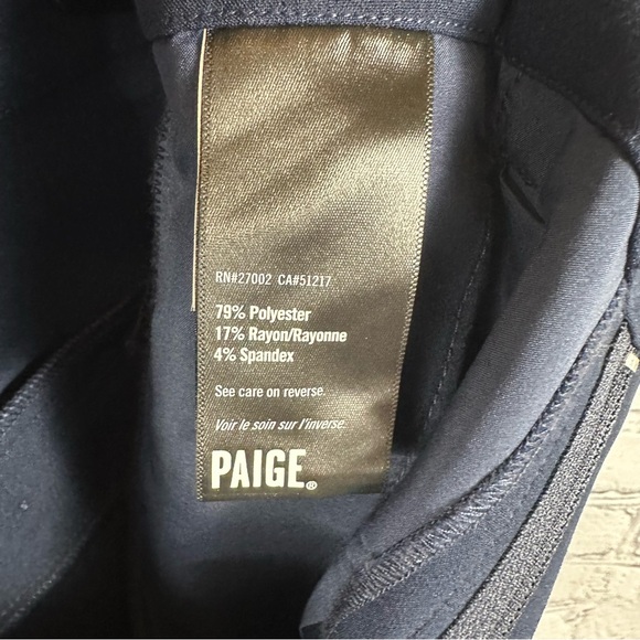 Paige Aracelli Pleated Wide Leg Pants Trousers High Rise Cuffed Hem Navy 2 NWT - Picture 8 of 9